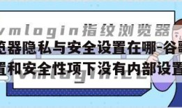 谷歌浏览器隐私与安全设置在哪-谷歌浏览器隐私设置和安全性项下没有内部设置