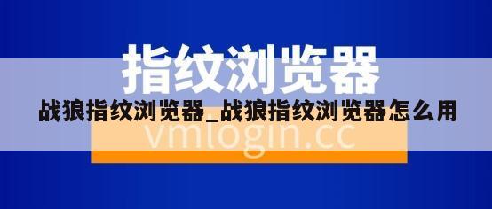 战狼指纹浏览器_战狼指纹浏览器怎么用