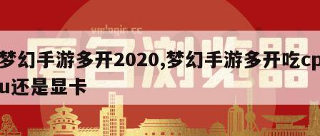梦幻手游多开2020,梦幻手游多开吃cpu还是显卡
