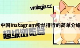 中国instagram粉丝排行的简单介绍