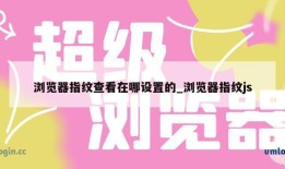 浏览器指纹查看在哪设置的_浏览器指纹js